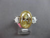 EXTRA LARGE 4.55CT WHITE & FANCY YELLOW DIAMOND 18K 2 TONE GOLD ENGAGEMENT RING