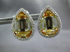 8.22CT DIAMOND & MULTI COLOR TOPAZ 14KT WHITE GOLD 3D TEAR DROP CLIP ON EARRINGS