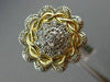 ESTATE LARGE .25CT DIAMOND 14KT TWO TONE GOLD 3D FILIGREE FLOWER MILGRAIN RING