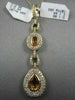 ANTIQUE 3.44CT DIAMOND & AAA EXTRA FACET CITRINE 14K YELLOW GOLD 3D PEAR PENDANT