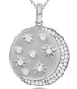 .48CT DIAMOND 14K WHITE GOLD 3D MOON & STAR ETOILE CIRCULAR FUN FLOATING PENDANT