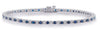 3.92CT DIAMOND & AAA SAPPHIRE 14KT WHITE GOLD 3D CLASSIC ROUND TENNIS BRACELET