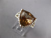 ESTATE LARGE 9.10CT DIAMOND & AAA SMOKEY TOPAZ 14KT WHITE GOLD TRILLION FUN RING