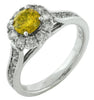 Estate 1.58Ct White & Fancy Yellow Diamond 14K White Gold Round Friendship Promise Ring