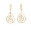 ESTATE 2.1CT DIAMOND 18K YELLOW GOLD 3D MULTI ROW TEAR DROP FUN HANGING EARRINGS