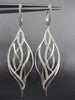 ESTATE LARGE .82CT ROUND DIAMOND 18K WHITE GOLD 3D CLASSIC LEAF HANGING EARRINGS