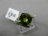 ESTATE WIDE 2.21CT DIAMOND & AAA EXTRA FACET PERIDOT 14KT WHITE GOLD SQUARE RING