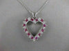 ESTATE .75CTW DIAMOND RUBY 14KT WHITE GOLD OPEN HEART PENDANT + CHAIN G VS #9994