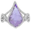 LARGE 3.05CT DIAMOND & AAA AMETHYST 14KT WHITE GOLD PEAR SHAPE & ROUND HALO RING
