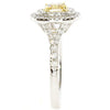 WIDE 1.20CT WHITE & FANCY YELLOW DIAMOND 18K 2 TONE GOLD 3D OVAL ENGAGEMENT RING