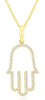 .25CT DIAMOND 14KT YELLOW GOLD 3D ROUND LUCKY CHAMSA HAMSA FUN FLOATING PENDANT