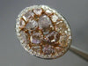 ESTATE LARGE 4.21CT MULTI COLOR DIAMOND 18KT WHITE & ROSE GOLD CLUSTER OVAL RING