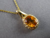 1.57CT DIAMOND & AAA CITRINE 14KT YELLOW GOLD FLOWER TEAR DROP FLOATING PENDANT