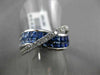 ESTATE WIDE 3.02CT DIAMOND & OMBRE AAA SAPPHIRE 14K WHITE GOLD 3D MULTI ROW RING
