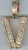 .63CT DIAMOND 14KT ROSE GOLD 3D ROUND & BAGUETTE V INITIAL FUN FLOATING PENDANT