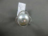 ESTATE LARGE .36CT DIAMOND 14KT WHITE GOLD 3D SOUTH SEA PEARL OPEN FLOWER RING