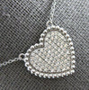 .55CT DIAMOND 14KT WHITE GOLD 3D ROUND PAVE MILGRAIN HEART SHAPE LOVE NECKLACE