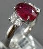 LARGE 2.88CT DIAMOND & AAA RUBY 18KT WHITE GOLD 3D OVAL 3 STONE ENGAGEMENT RING
