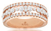 ESTATE WIDE 1.0CT DIAMOND 14KT ROSE GOLD 3D THREE ROW FLORAL ANNIVERSARY RING
