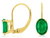 1.60CT DIAMOND & AAA EMERALD 14KT YELLOW GOLD 3D OVAL LEVERBACK HANGING EARRINGS