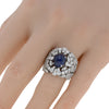 7.36CT DIAMOND & AAA CABOCHON SAPPHIRE 18KT WHITE GOLD OVAL & ROUND FLOWER RING