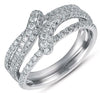 ESTATE 1.06CT DIAMOND 14KT WHITE GOLD 3D MULTI ROW CRISS CROSS FUN SNAKE RING
