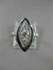 ANTIQUE .75CT OLD MINE DIAMOND SAPPHIRE 18K W GOLD FILIGREE COCKTAIL RING #20411