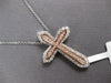 ESTATE LARGE .68CT DIAMOND 14KT WHITE & ROSE GOLD DOUBLE CROSS FLOATING PENDANT