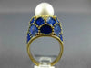 ANTIQUE LARGE BLUE ENAMEL & AAA SOUTH SEA PEARL 14K YELLOW GOLD SHELL RING #2748