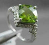 ESTATE WIDE 2.21CT DIAMOND & AAA EXTRA FACET PERIDOT 14KT WHITE GOLD SQUARE RING