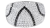 LARGE 2.04CT WHITE & BLACK DIAMOND 14K WHITE GOLD MULTI ROW PAVE TRIANGULAR RING