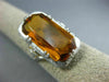 ANTIQUE LARGE 9.40CT AAA CITRINE 18KT WHITE GOLD SOLITAIRE FILIGREE RING #26609