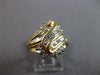 WIDE 1.26CT DIAMOND 14KT 2 TONE GOLD ROUND & BAGUETTE DOUBLE WAVE SWIRL FUN RING