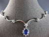 LARGE & LONG 4.60CT DIAMOND & AAA TANZANITE 14KT WHITE GOLD FLOWER DROP NECKLACE