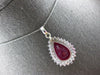 EXTRA LARGE 14.07CT DIAMOND & AAA RUBY 14KT WHITE GOLD 3D HALO PENDANT #28018