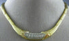 ESTATE WIDE 1.65CT DIAMOND 18KT TRI COLOR GOLD GRADUATING BAMBOO NECKLACE #21430