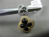 ESTATE .23CT DIAMOND & ONYX 14KT TWO TONE GOLD 3D DOUBLE FLOWER FLOATING PENDANT