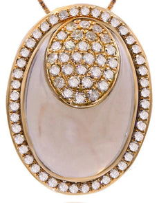 7.10CT DIAMOND & AAA SMOKEY QUARTZ 14KT ROSE GOLD 3D OVAL FUN FLOATING PENDANT