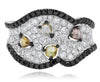 1.68CT WHITE BLACK & MULTI COLOR DIAMOND 18KT WHITE GOLD PEAR SHAPE & ROUND RING