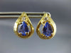 ESTATE 1.36CT DIAMOND PEAR TANZANITE 14K YELLOW GOLD POST FILIGREE EARRINGS 9762