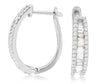 1.38CT DIAMOND 14KT WHITE GOLD 3D ROUND & BAGUETTE 3 ROW OVAL LEVERBACK EARRINGS