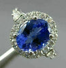 ESTATE LARGE 2.85CT DIAMOND & AAA TANZANITE 18KT WHITE GOLD HALO ENGAGEMENT RING