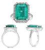 EXTRA LARGE 8.58CT DIAMOND & AAA EMERALD 18KT WHITE GOLD SQUARE ENGAGEMENT RING
