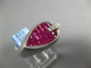 3.15CT DIAMOND & AAA RUBY 18KT WHITE GOLD 3D PRINCESS TEAR DROP MENS PINKIE RING