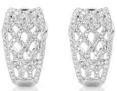 WIDE .94CT DIAMOND 14K WHITE GOLD MULTI ROW INFINITY GRADUATING HANGING EARRINGS
