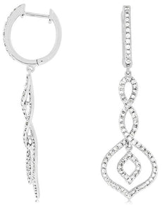.65CT DIAMOND 14KT WHITE GOLD 3D DOUBLE TEAR DROP INFINITY LOVE HANGING EARRINGS