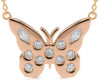 .39CT DIAMOND 14KT ROSE GOLD 3D ROUND & MARQUISE ETOILE BUTTERFLY LOVE NECKLACE