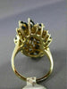 ESTATE LARGE 3.56CT DIAMOND & AAA SAPPHIRE 14KT YELLOW GOLD FLOWER COCKTAIL RING