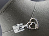 LARGE .25CT DIAMOND 14K WHITE GOLD 3D 3 STONE DOUBLE HEART LOVE FLOATING PENDANT