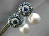 LARGE 5.84CT DIAMOND AAA SAPPHIRE & SOUTH SEA PEARL 18KT WHITE GOLD 3D EARRINGS